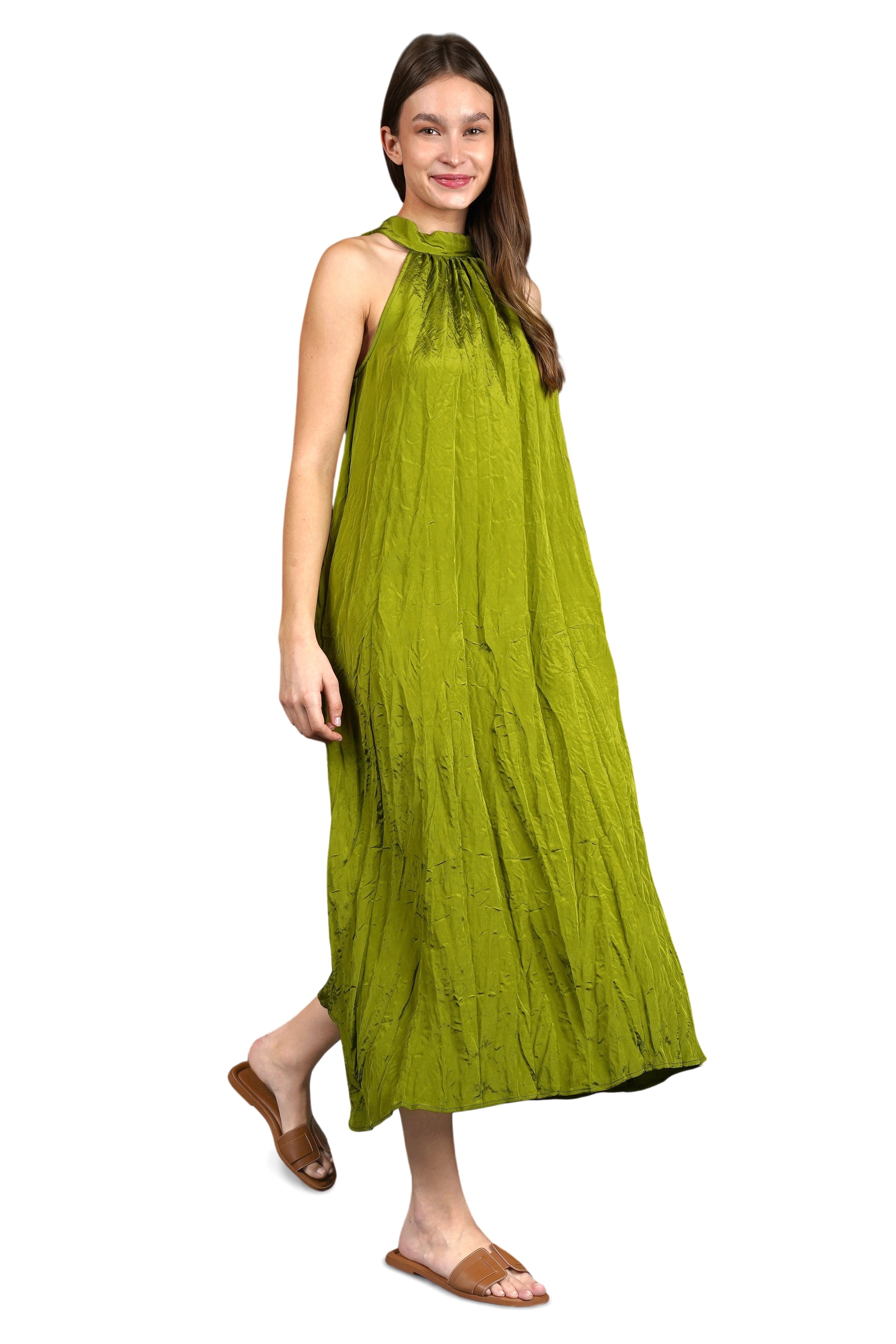 ILEIA Crinkle Neckholder-Kleid
