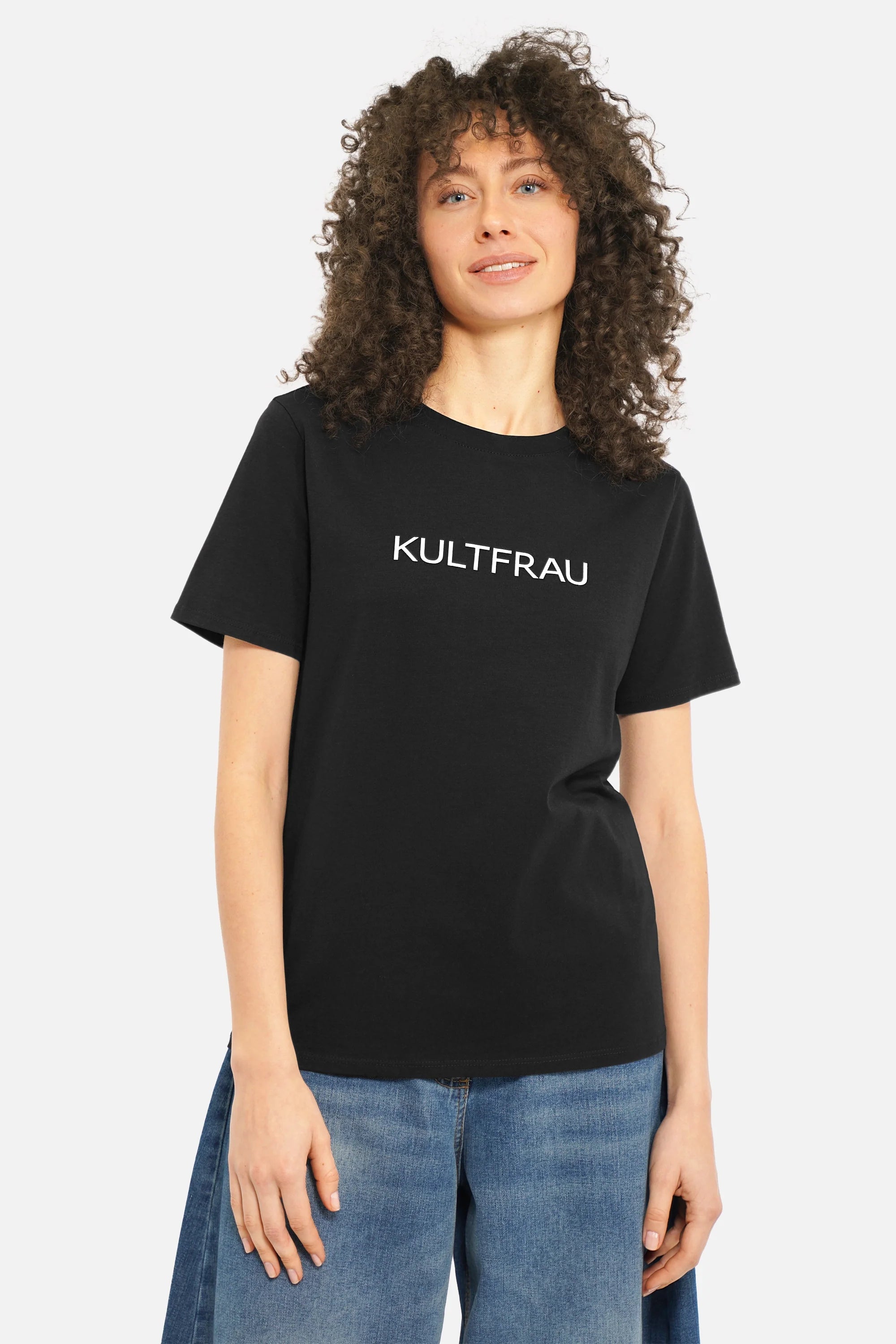 ISY T-Shirt aus weicher Baumwolle mit Rundhalsausschnitt und KULTFRAU-Print