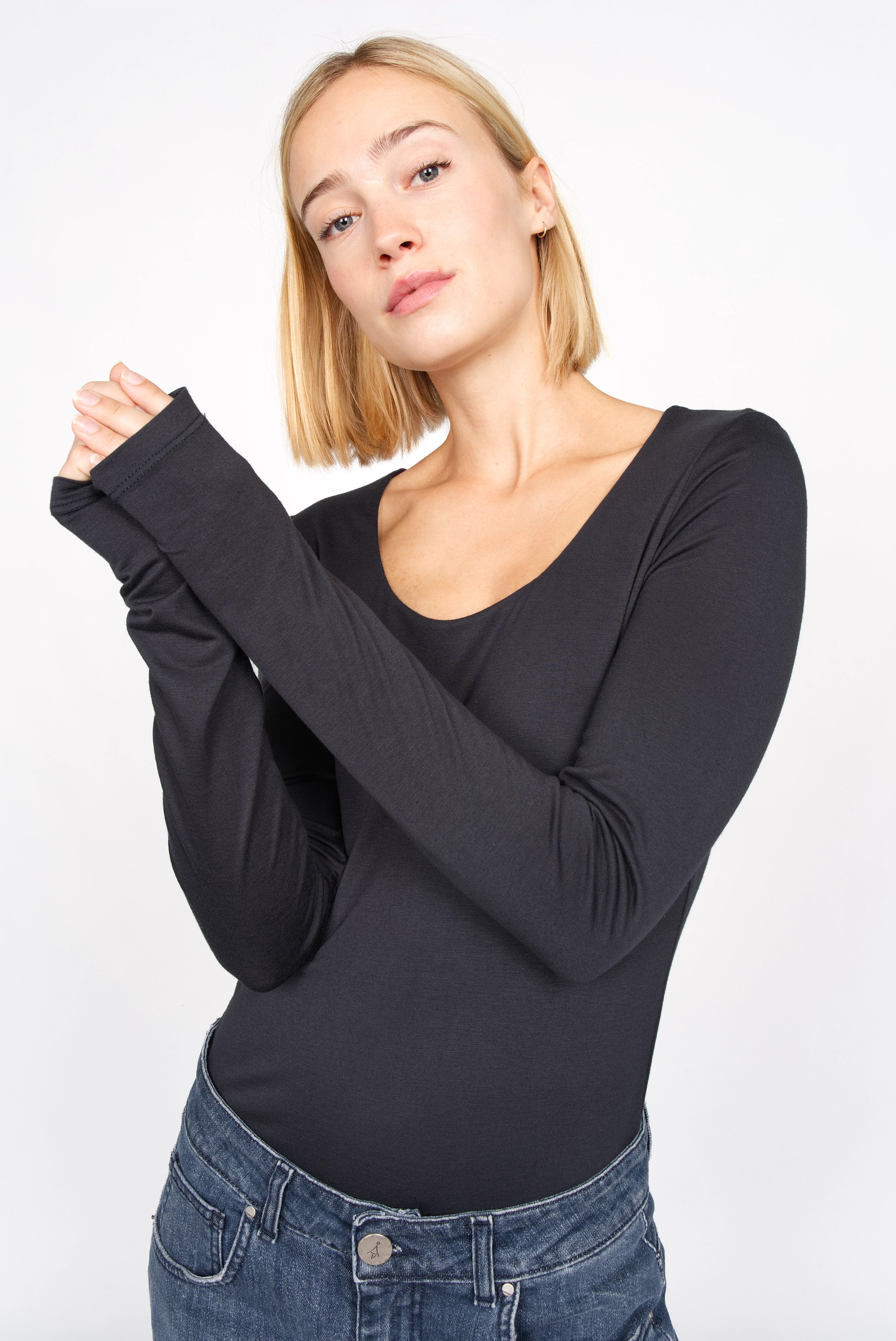 JALYN Longsleeve en jersey de viscose doux