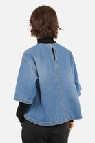 Leichte JANTE Denim Bluse mit Used-Waschung und Rundhalsausschnitt