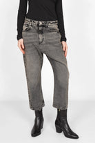 JEANY Baggy Jeans with grey washed vintage look, relaxed fit, and deep crotch silhouette