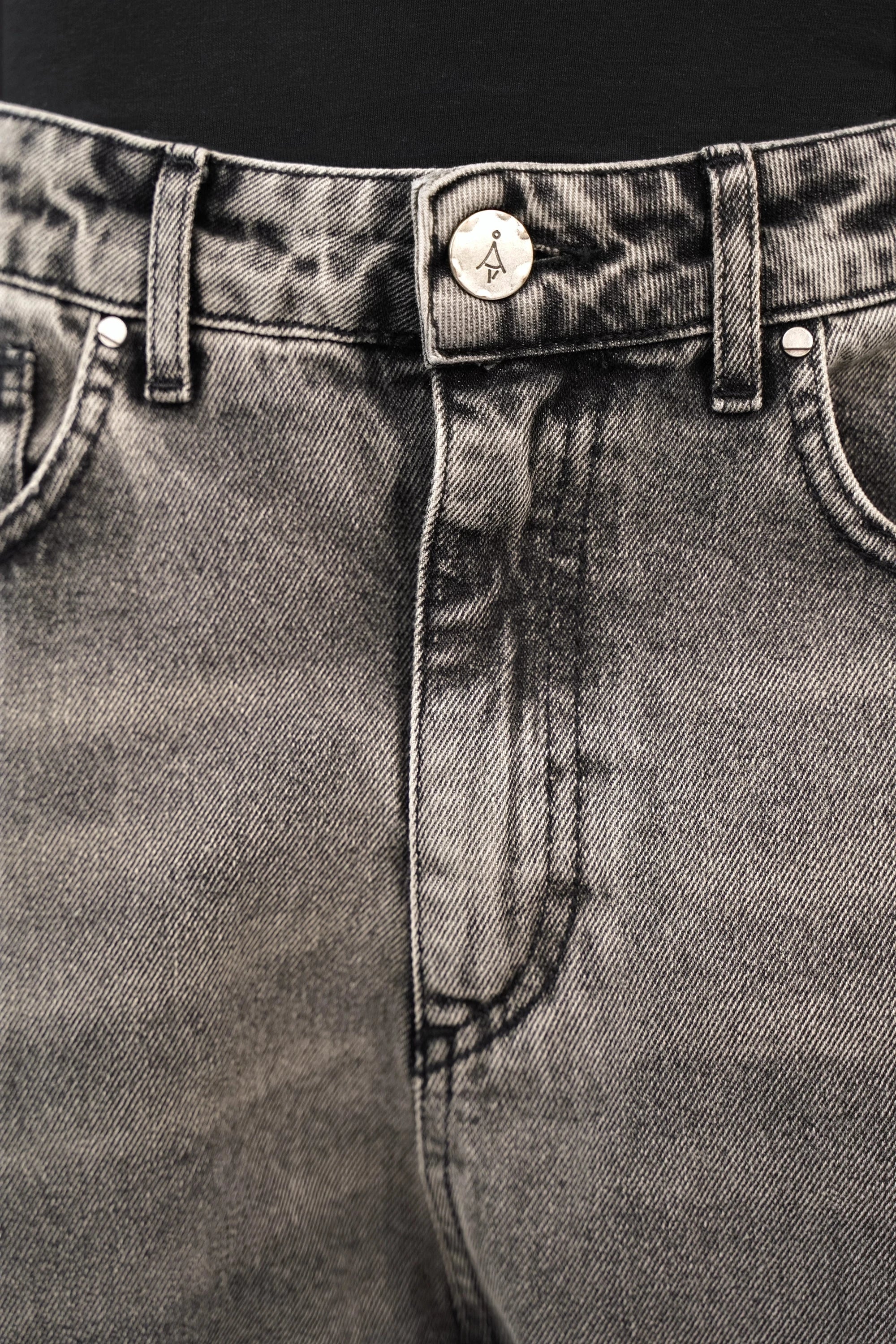 JEANY Baggy Jeans lockere Passform mit tiefer Schritt und grau verwaschener Moonlight-Waschung