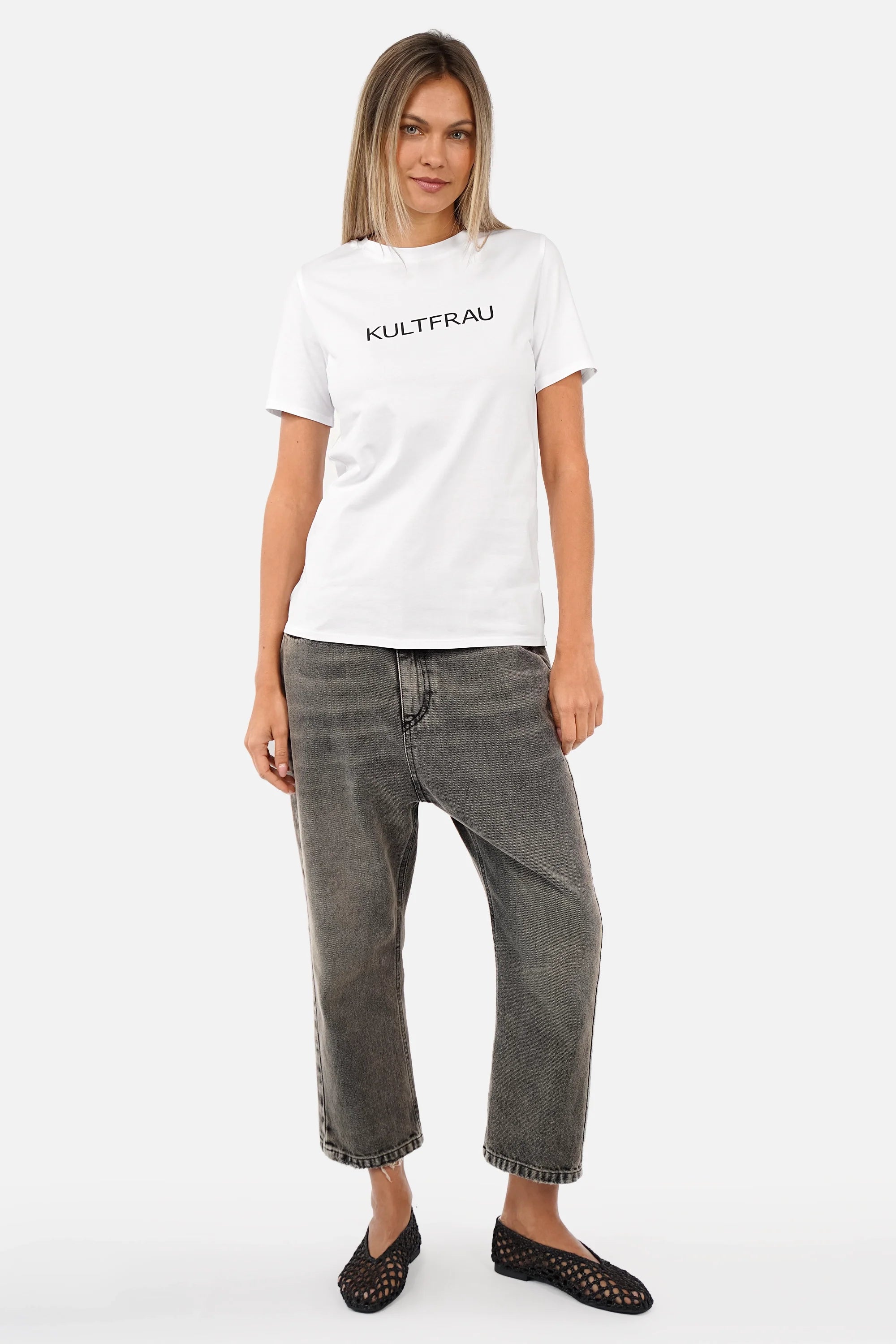 ISY T-Shirt aus weicher Baumwolle mit KULTFRAU-Print und Rundhalsausschnitt