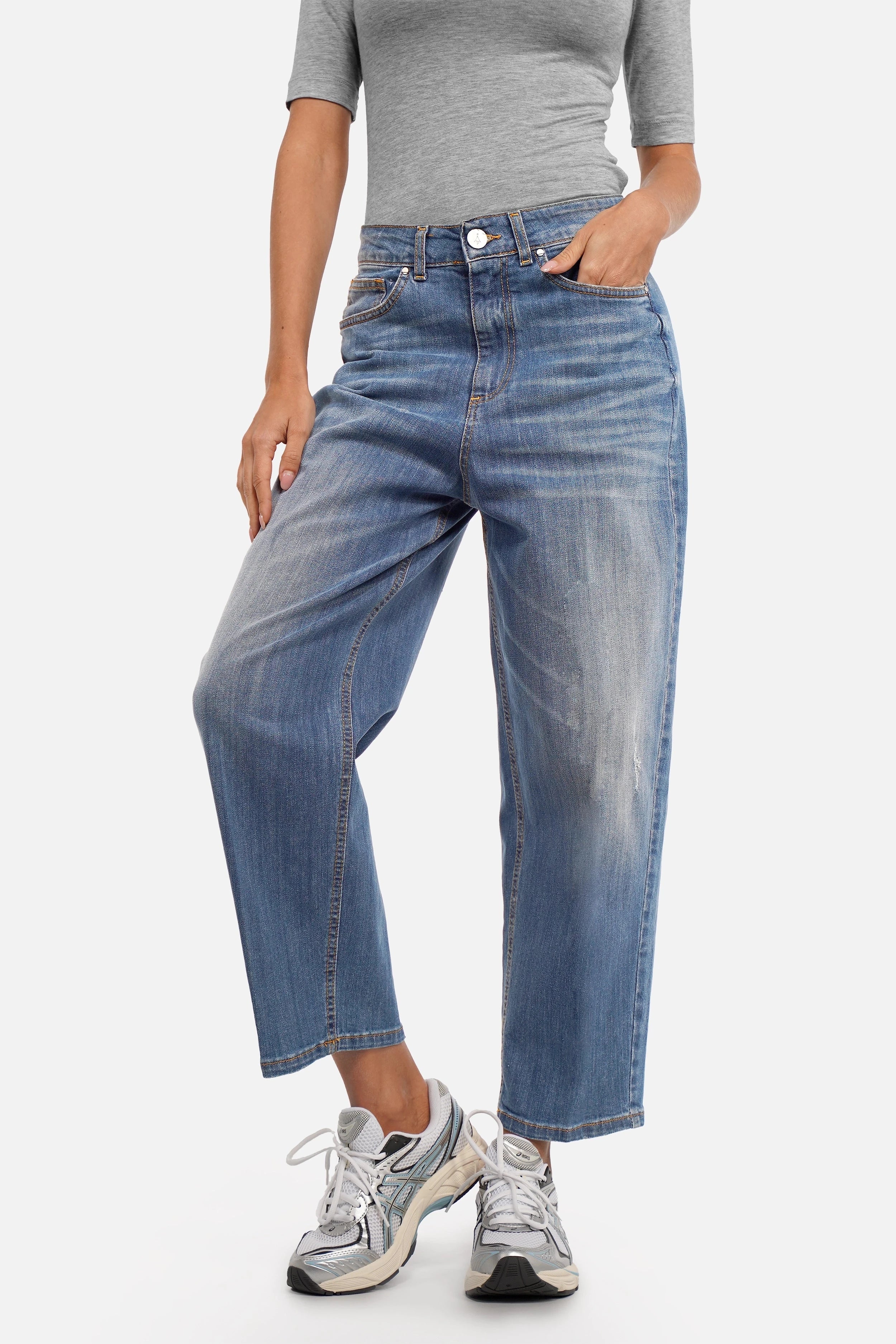 Loose-Fit Jeans aus leichtem Denim mit weitem Bein und High Waist in Urban Blue Washed