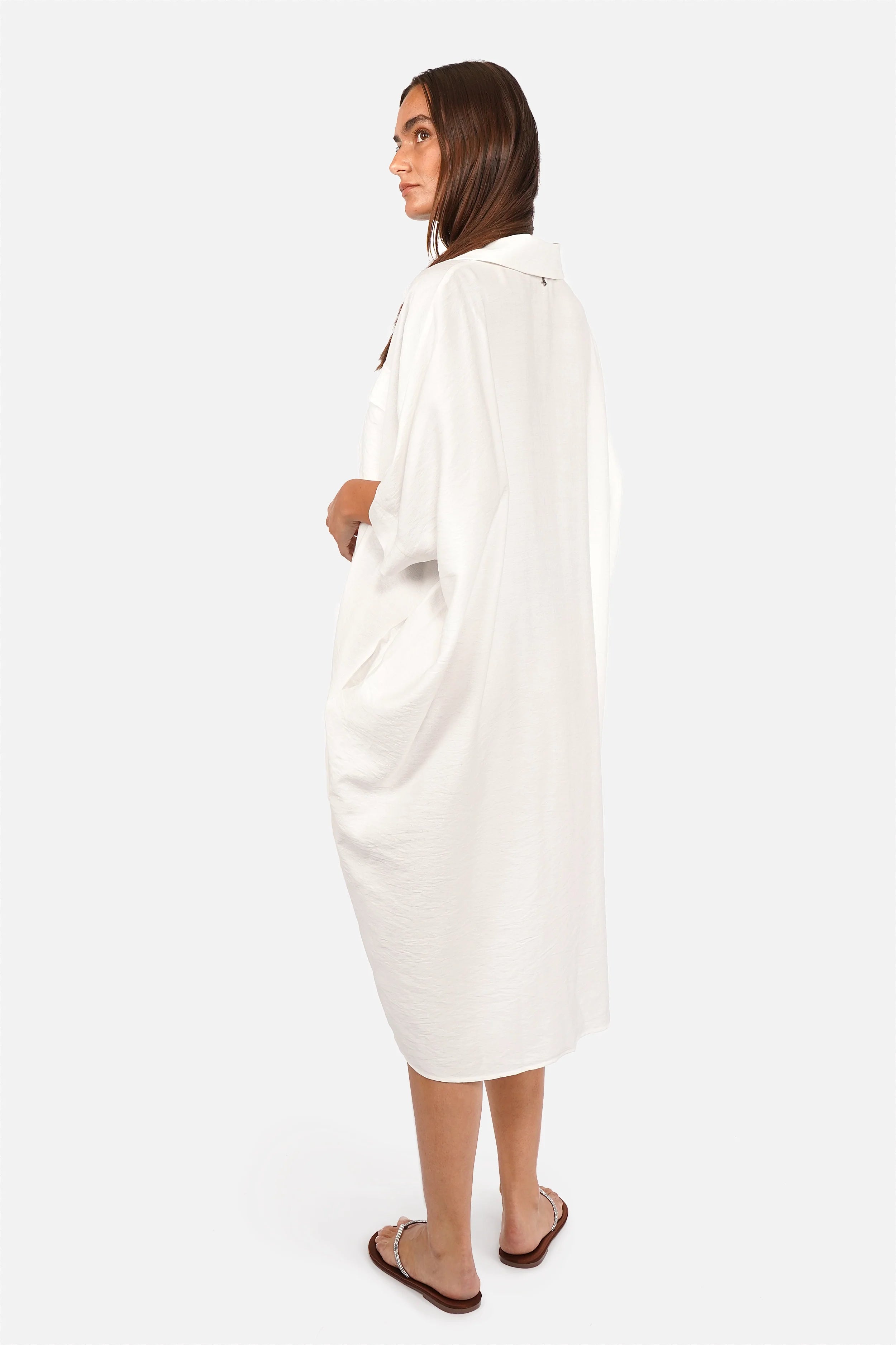 JELISSA Hemdkleid oversized Viskose Hemdkleid mit Fledermausärmeln und Brusttasche