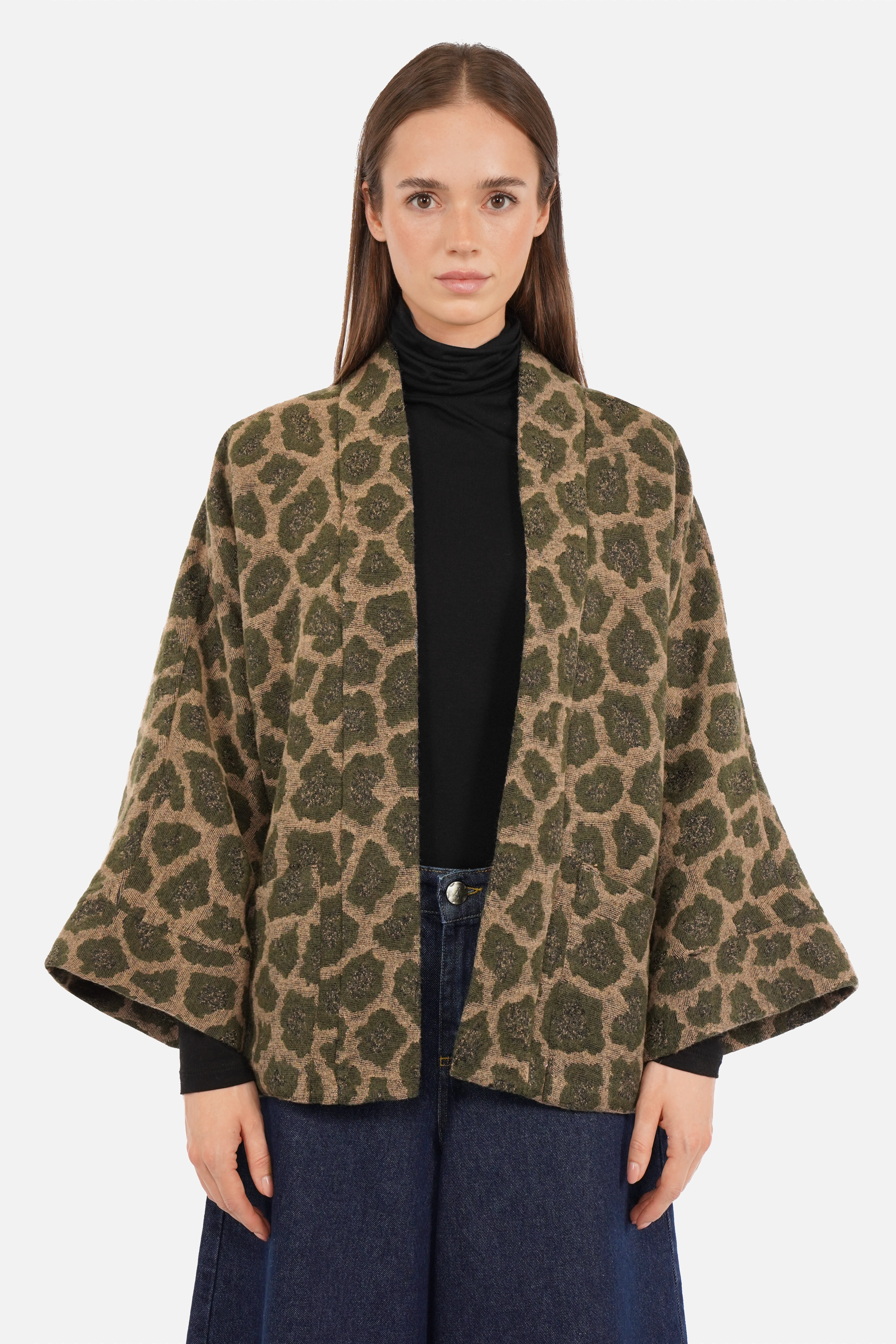 JINA Kimono-Jacke im Leo-Jacquard