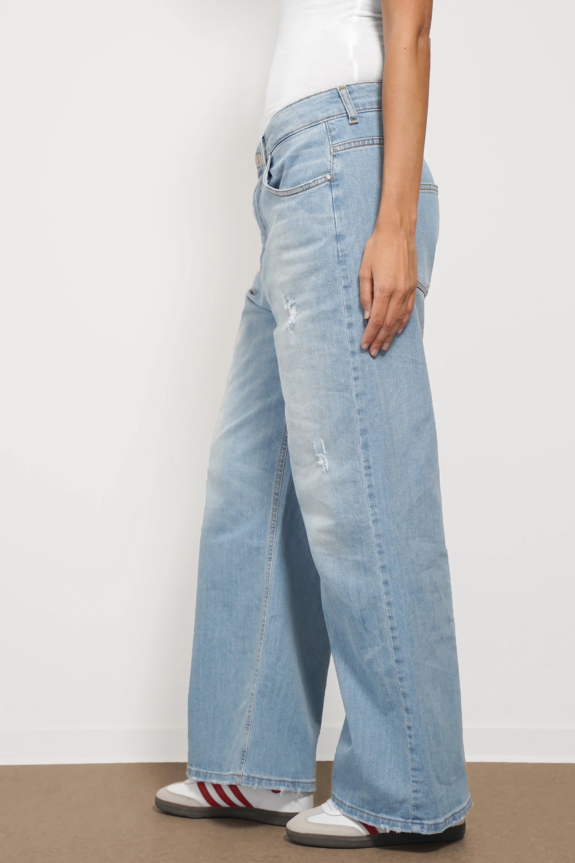 JOOSY Wide Leg Jeans aus weichem Denim mit Used-Waschung und Relaxed Fit
