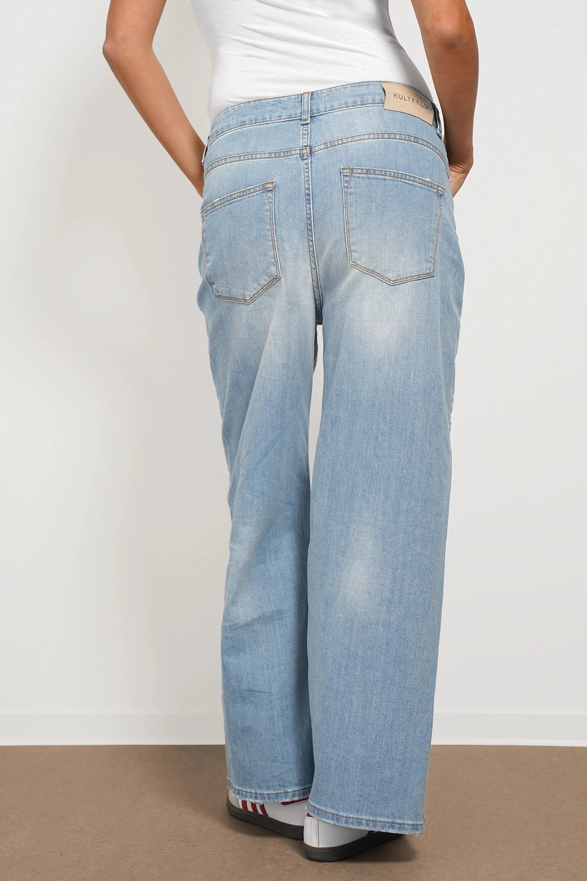 JOOSY Wide Leg Jeans aus weichem Denim mit Used-Waschung und Relaxed Fit