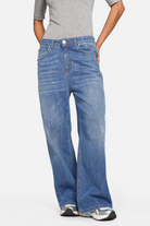 JOOSY Wide Leg Jeans, italienischer weicher Denim, Used-Waschung, normaler Bund, 5-Pocket, Relaxed Fit, weites Bein