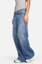 JOOSY Wide Leg Jeans aus weichem Denim mit Used-Waschung und weitem Bein