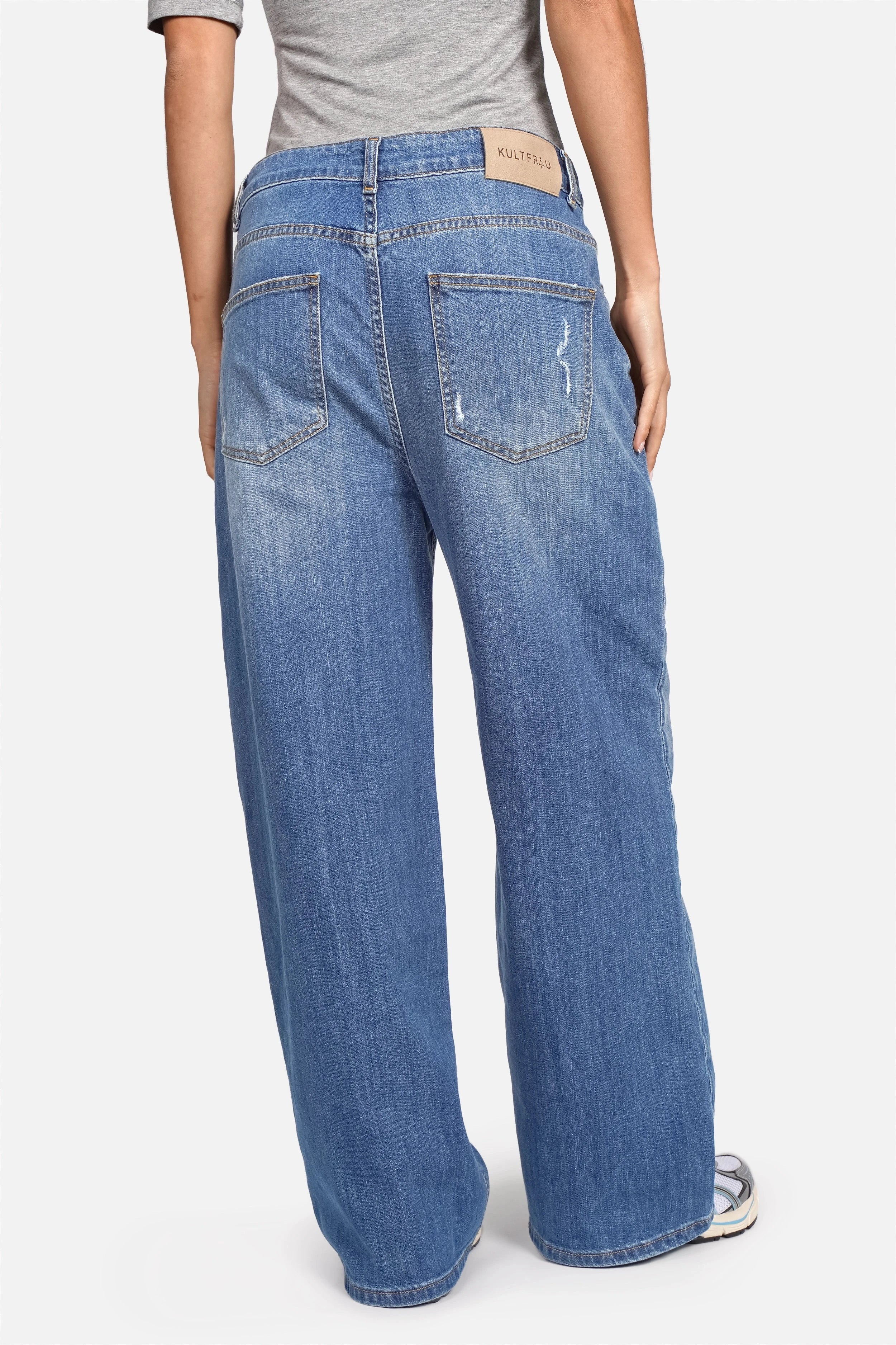 JOOSY Wide Leg Jeans aus italienischem, elastischem Denim mit Used-Waschung und weitem, geradem Bein