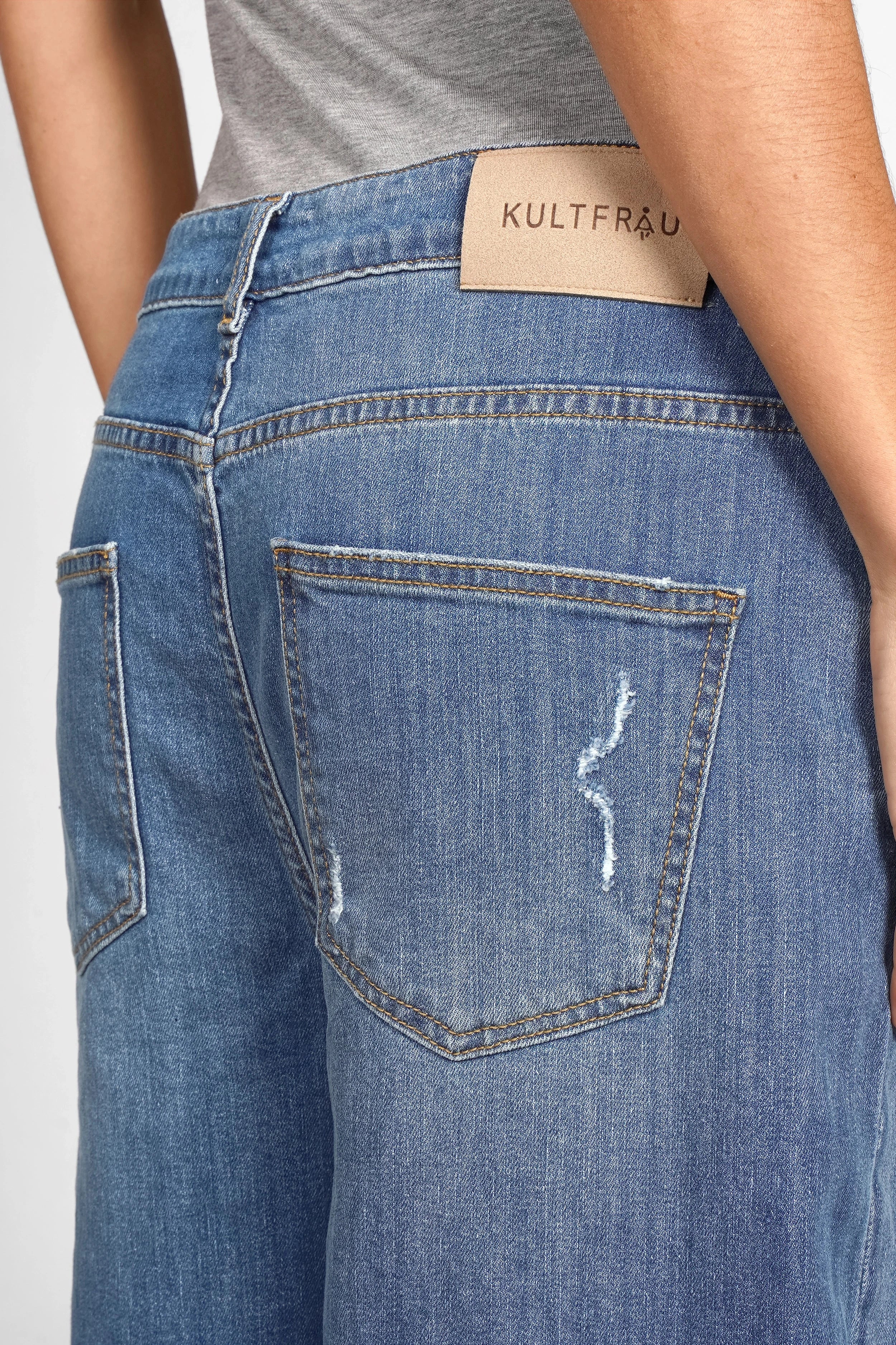 JOOSY Wide Leg Jeans aus weichem italienischem Denim mit Used-Waschung und weitem Bein