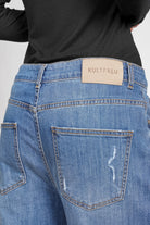 JOOSY Wide Leg Jeans mit weitem Bein und leichter Used-Waschung aus weichem, elastischem Denim in Mittelblau