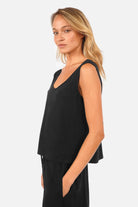JOVRA Top in flowing viscose jersey with deep round neckline and low back in relaxed fit