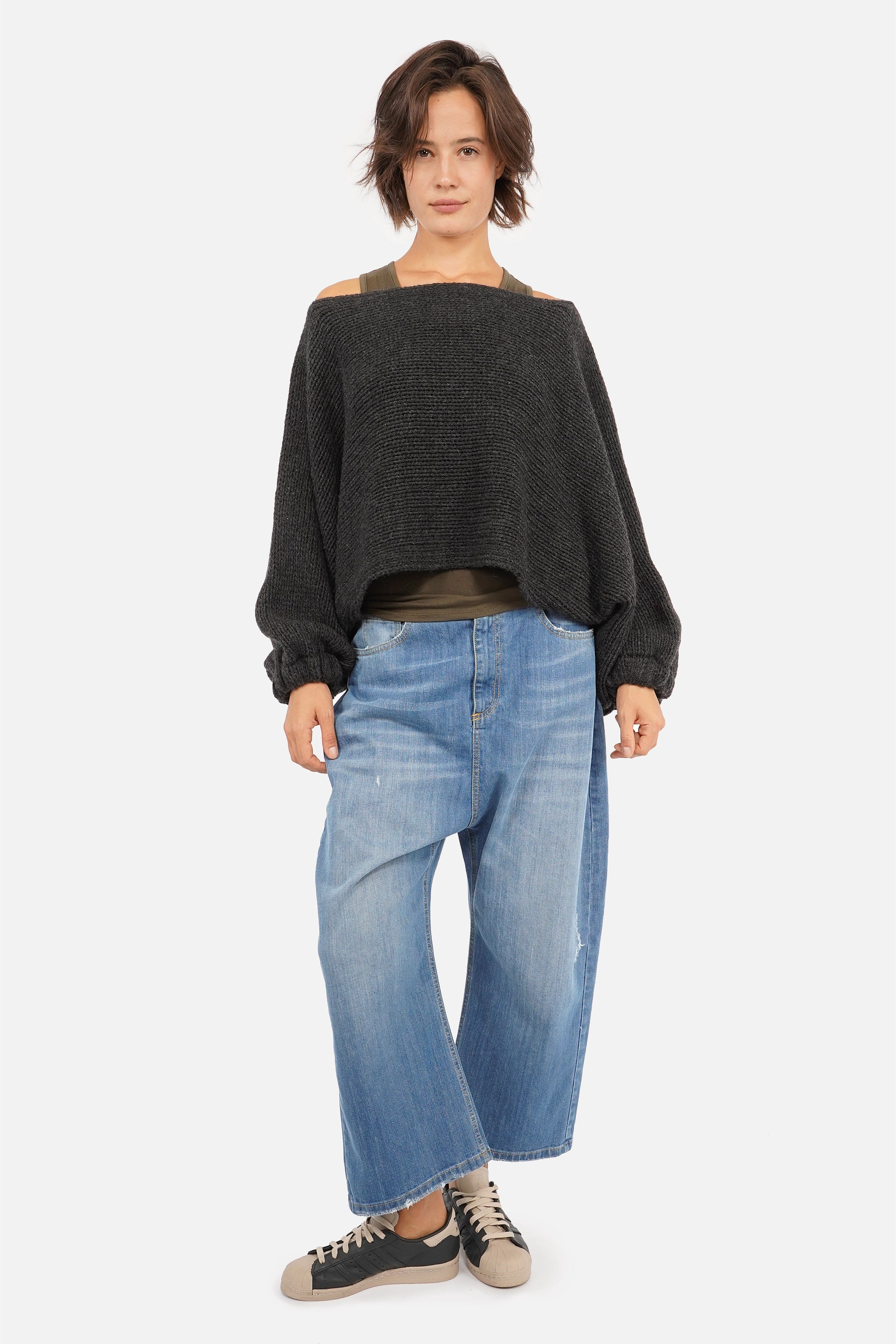 JULINA grofgebreide pullover met ballonmouwen