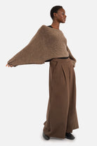 Damen Grobstrick-Pullover mit Ballonärmeln und U-Boot-Ausschnitt in oversized Passform