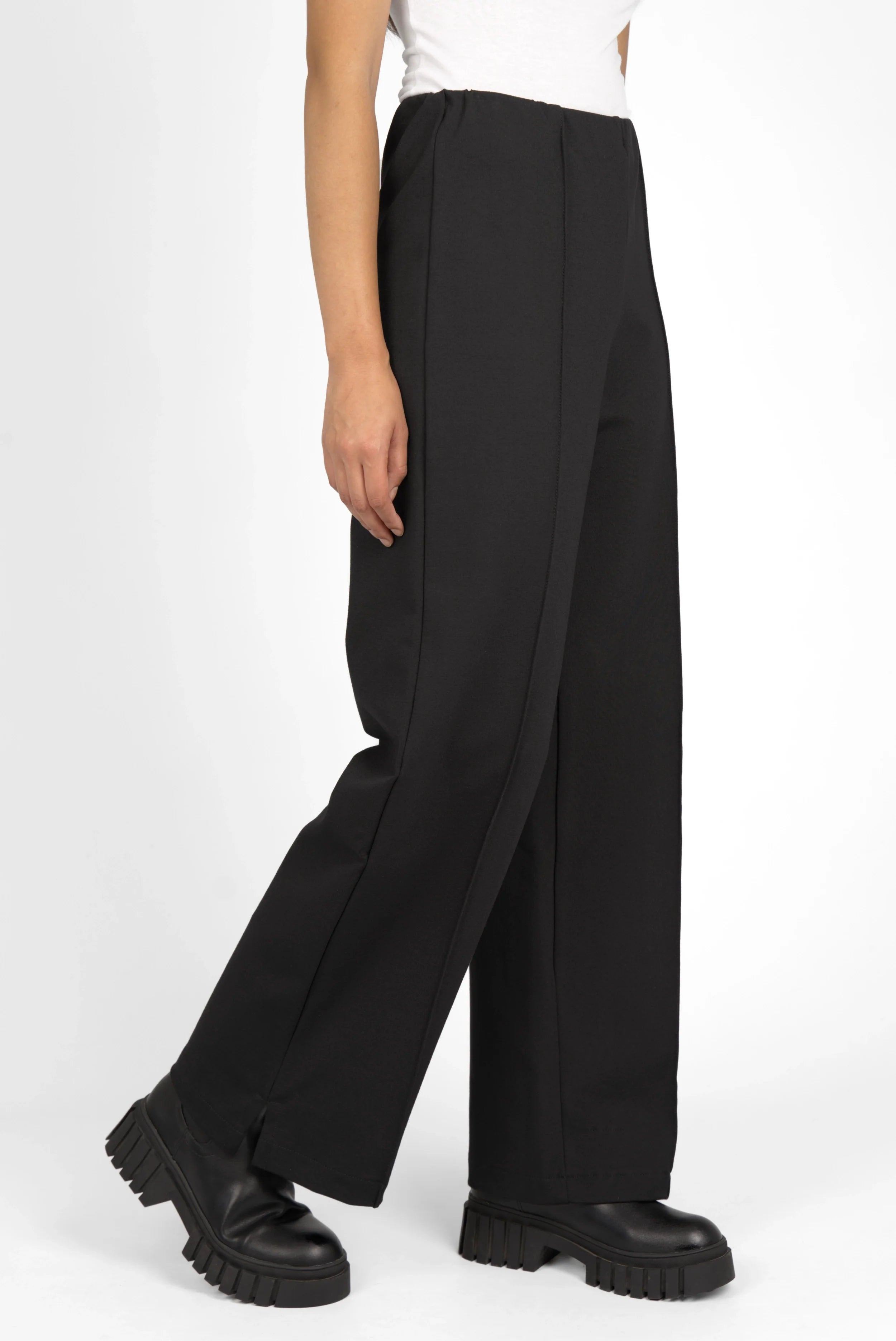 KANDANEA Gerade Hose schwarz aus Interlock-Qualität mit Gummibund und geradem Bein