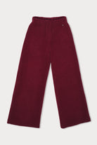 KELYA Wide Leg Hose in Bordeaux mit elastischem Bund und samtig-weicher Effektgarn-Struktur