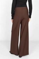 KLARA.K Wide Leg Pants braune weite Hose mit elastischem Bund und seitlichen Eingrifftaschen