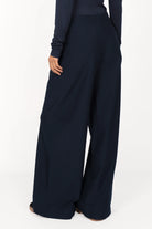 KLARA.K Wide Leg Pants weit geschnittene Hose mit elastischem Bund und seitlichen Taschen in Dunkelblau