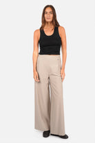 KLARA.K Wide Leg Pants mit elastischem Bund, seitlichen Taschen und Bundfalten aus weichem Viskose-Mix