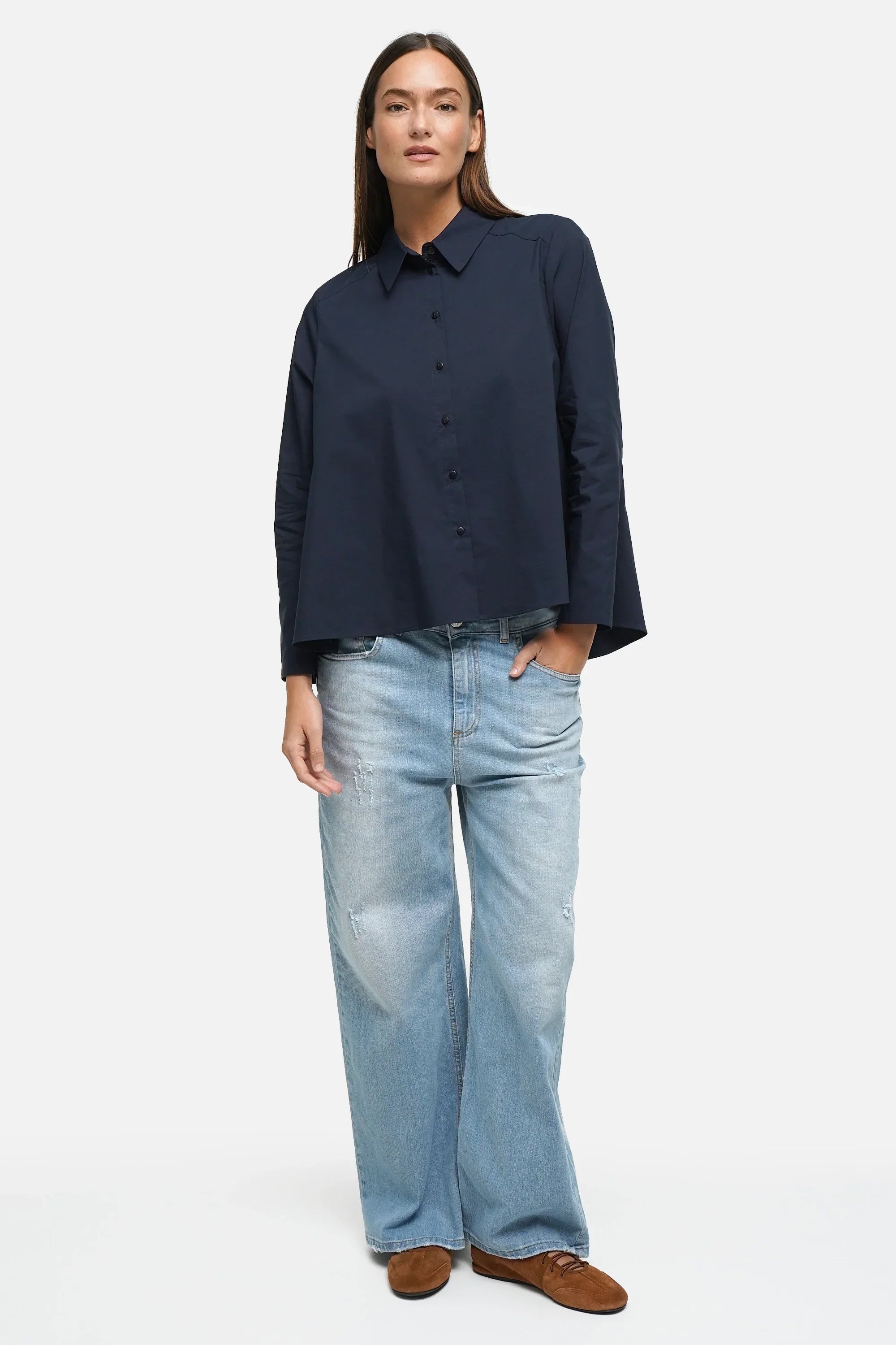 KYNDRA Bluse aus weicher Popeline mit Knopfleiste und klassischem Kragen