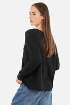 LARXA Longsleeve aus weicher Fiammato-Baumwolle mit Rundhalsausschnitt und überschnittenen Schultern