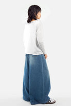 LARXA Longsleeve aus weicher Fiammato-Baumwolle mit Rundhalsausschnitt und überschnittenen Schultern