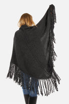 LEDANI Oversized Strick-Dreieckstuch mit Fransen, grob gestrickt, Dreiecksform, Ajourdetails, vielseitig tragbar, One Size, 174x112 cm