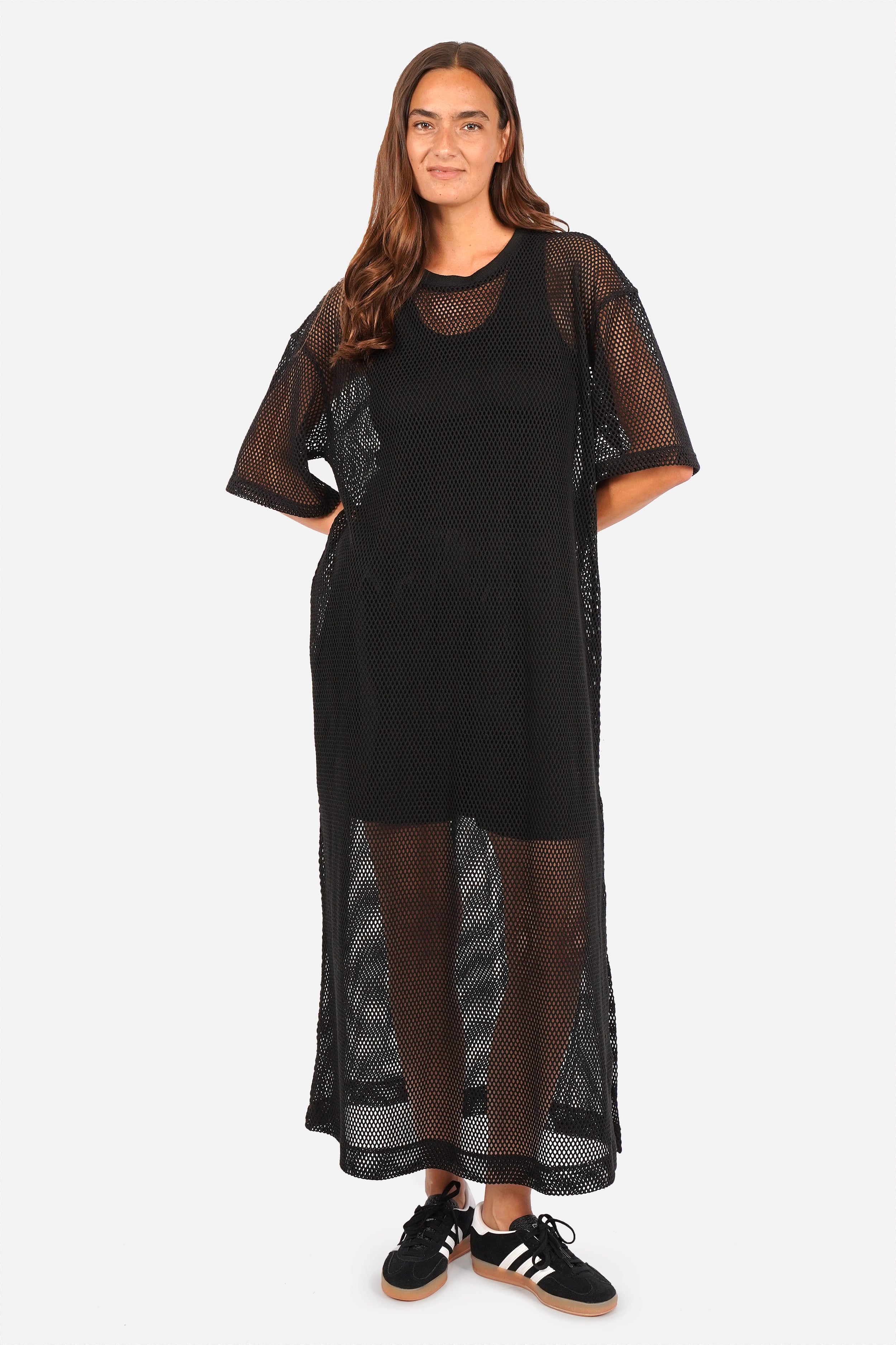 LENNIA Crochet Maxi T-Shirt Dress