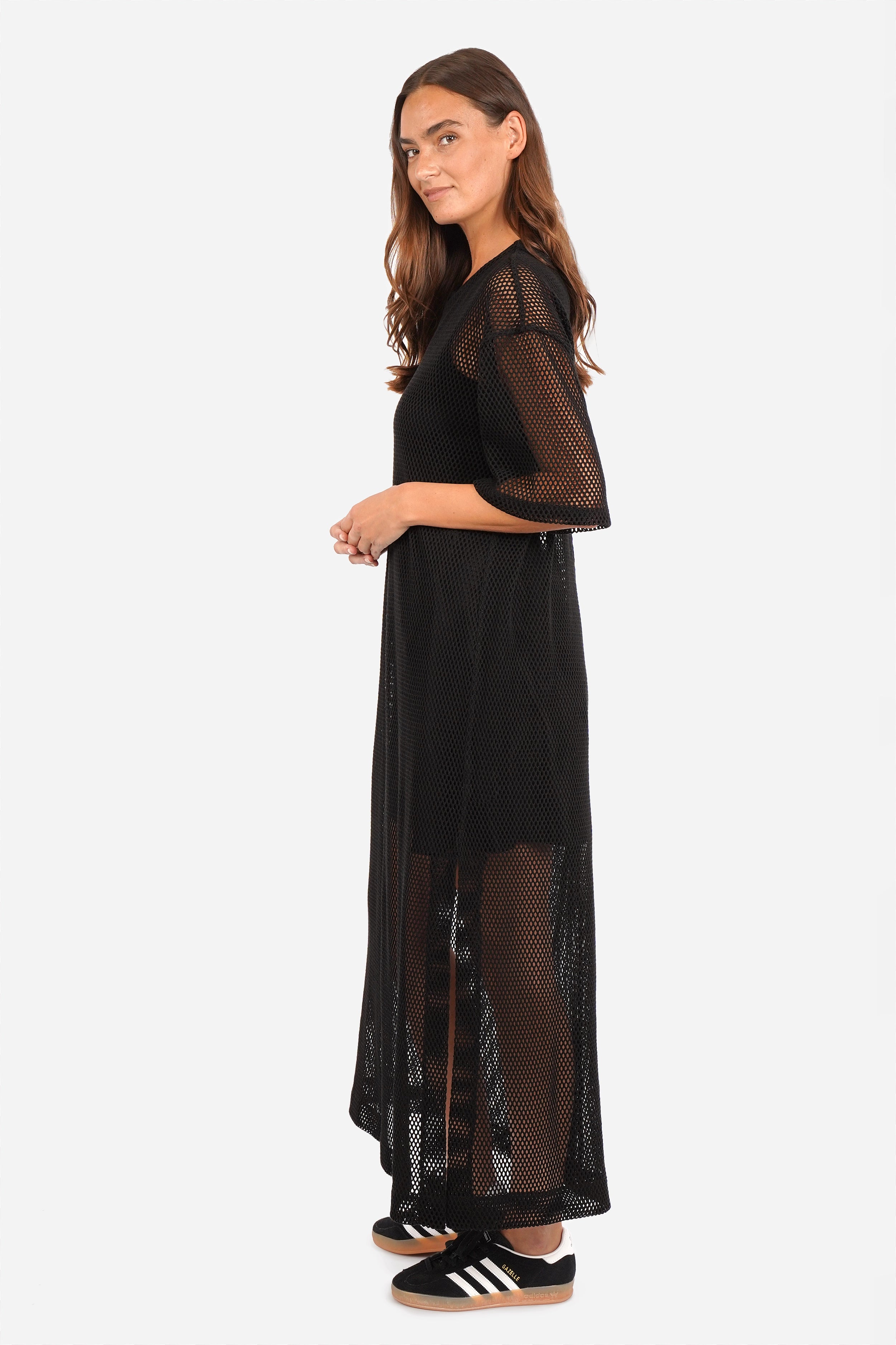 LENNIA Crochet Maxi T-Shirt Dress