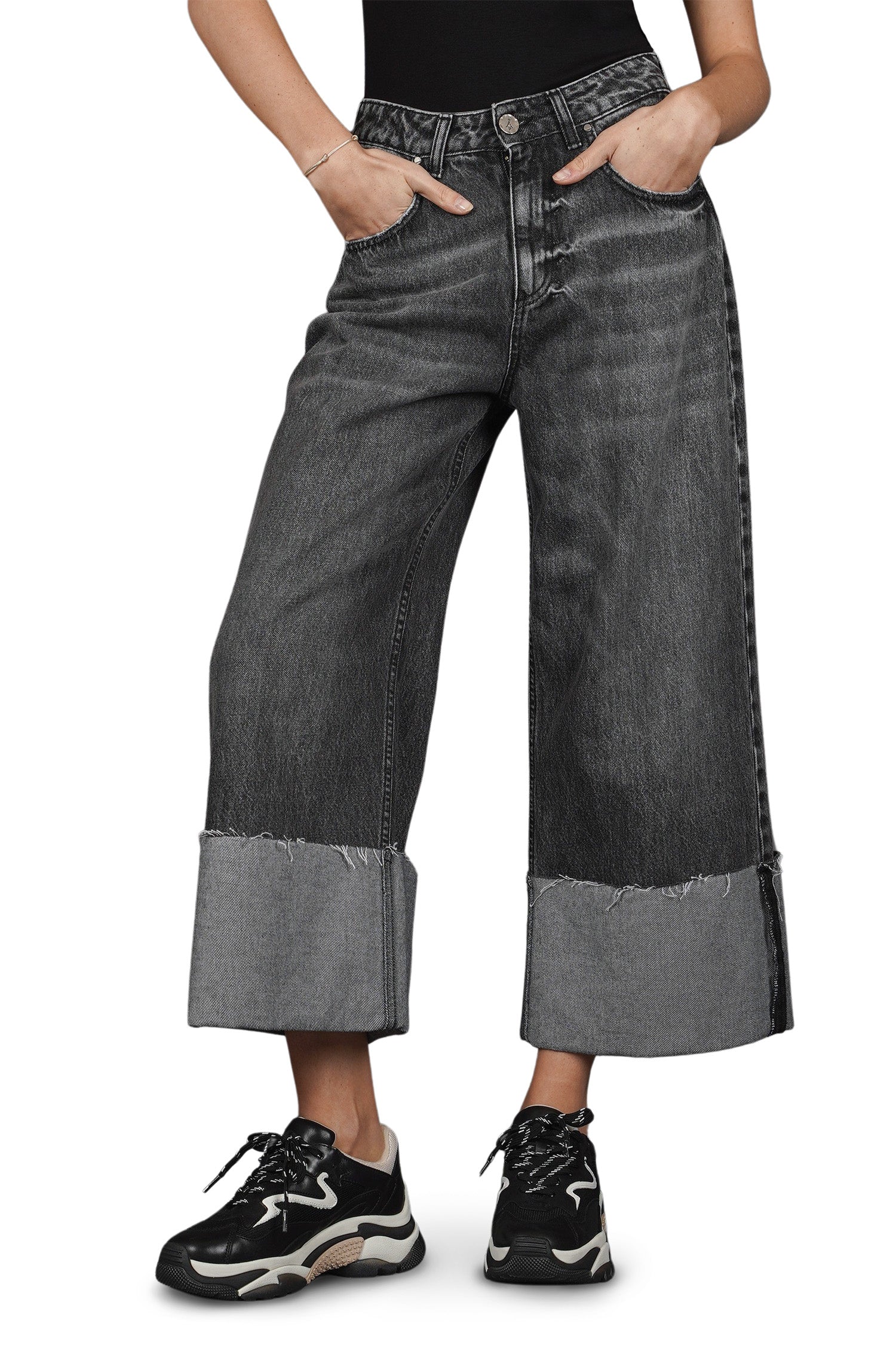 LIAME Wide Leg Jeans mit Umschlag