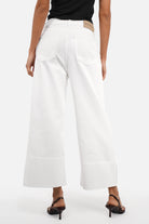 LIAME Wide Leg Jeans aus farbigem Denim mit Umschlag und Destroyed-Optik in Mid Waist, Relaxed Fit