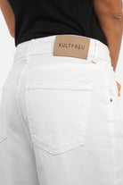 LIAME Wide Leg Jeans in coloured denim with raw-cut cuff and destroyed look, mid waist, relaxed fit