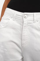 LIAME Wide Leg Jeans mit Umschlag in coloured denim, mid waist, destroyed look, raw-cut cuff, relaxed fit, made in Italy