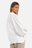 LILLU Oversized Leinenbluse aus zartem Leinen-Viskose-Mix mit Hemdkragen und Fledermausärmeln