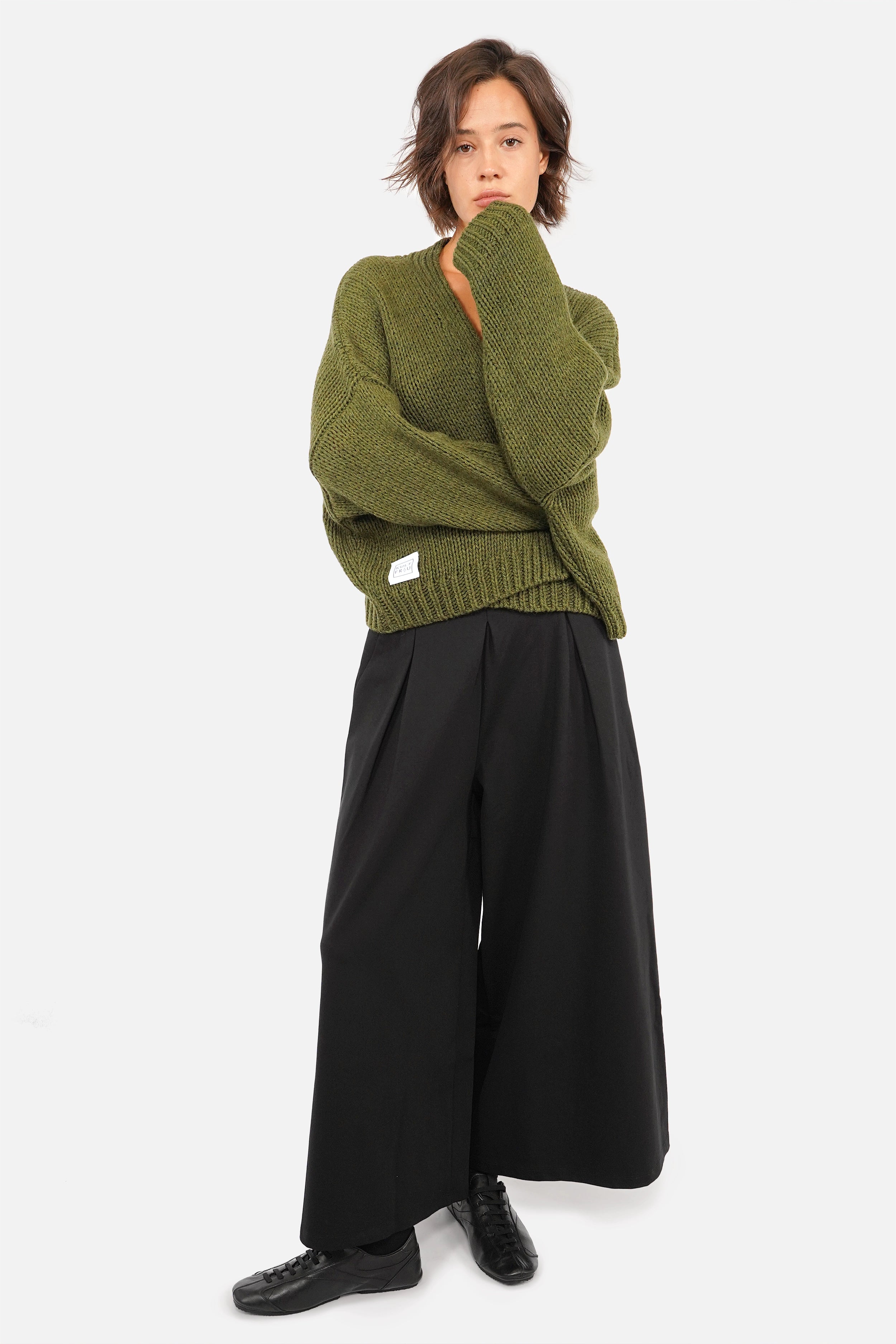 LINNEE pantalon wide leg en maille interlock
