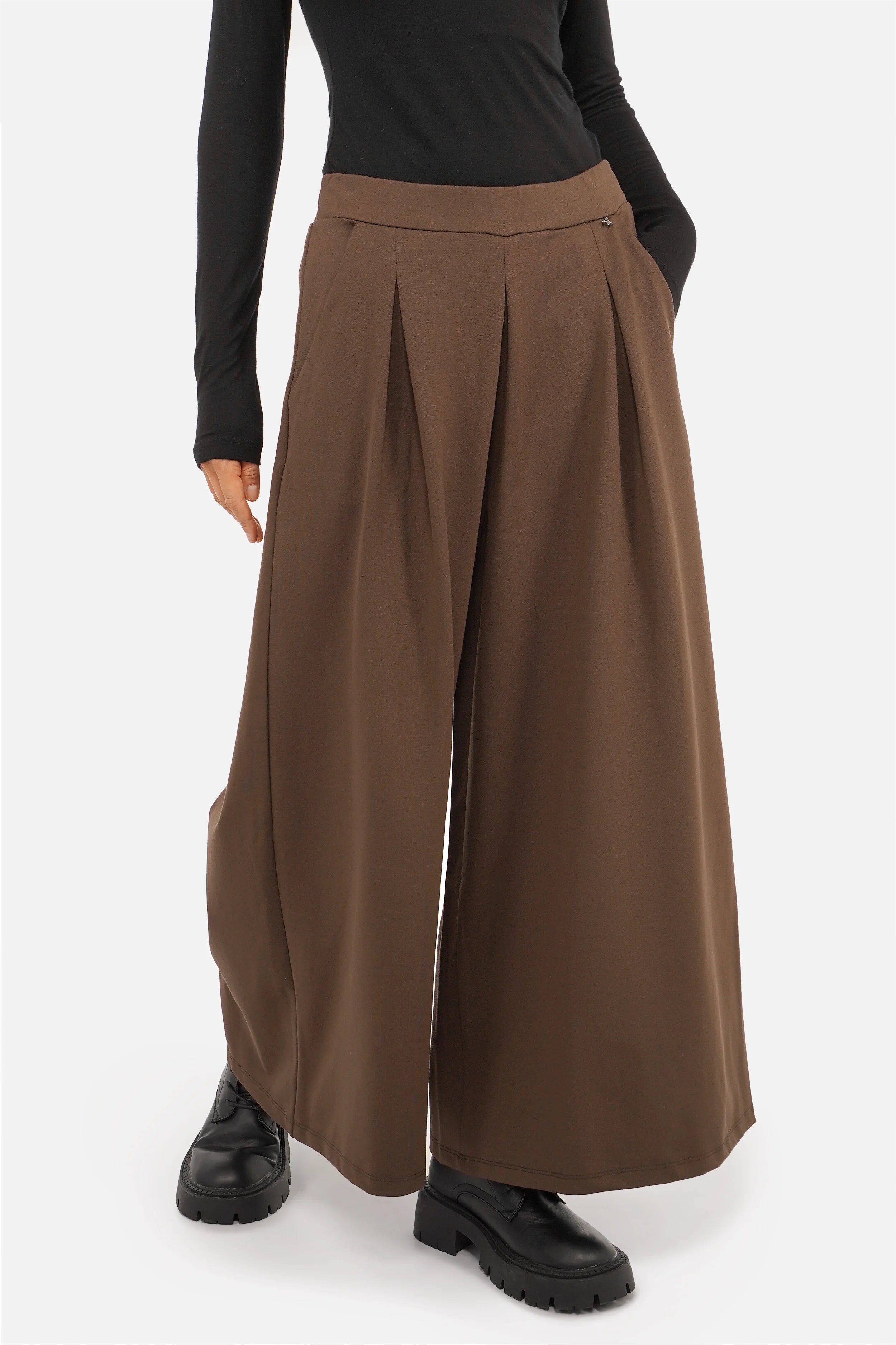 LINNEE pantalon wide leg en maille interlock