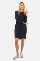 LIZ Sweatkleid aus weichem Baumwolljersey mit Rundhalsausschnitt und seitlichen Eingrifftaschen