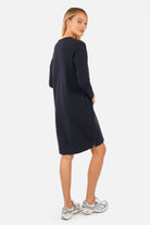 LIZ Sweatkleid aus weichem Baumwolljersey mit Rundhalsausschnitt und seitlichen Eingrifftaschen