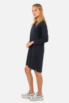 LIZ Sweatkleid aus weichem Baumwolljersey mit Rundhalsausschnitt und seitlichen Eingrifftaschen