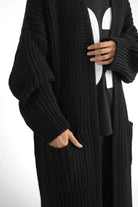 Black LOLA Strickcardigan oversized knit with relaxed fit and front pockets