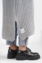 LOLA Strickcardigan gray knitted oversized cardigan with patch pocket detail and relaxed fit.