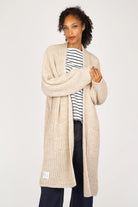LOLYTA Strickcardigan oversized beige knit open front with pockets and relaxed fit