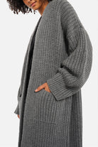 LOLLYTA Strickcardigan oversized offen mit überschnittenen Schultern und aufgesetzten Taschen