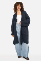 Oversized Strickcardigan LOLLYTA offen und cozy mit umschlagbaren Ärmeln und aufgesetzten Taschen