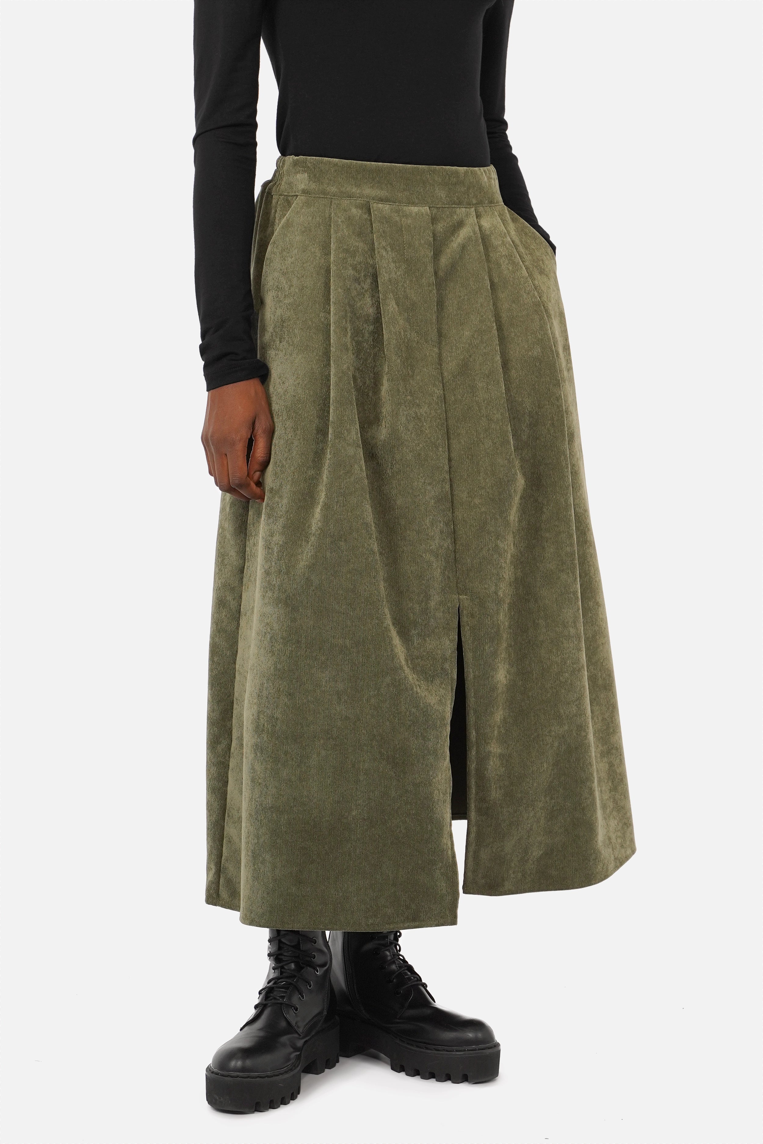 LORIN Midi-Faltenrock aus Feincord
