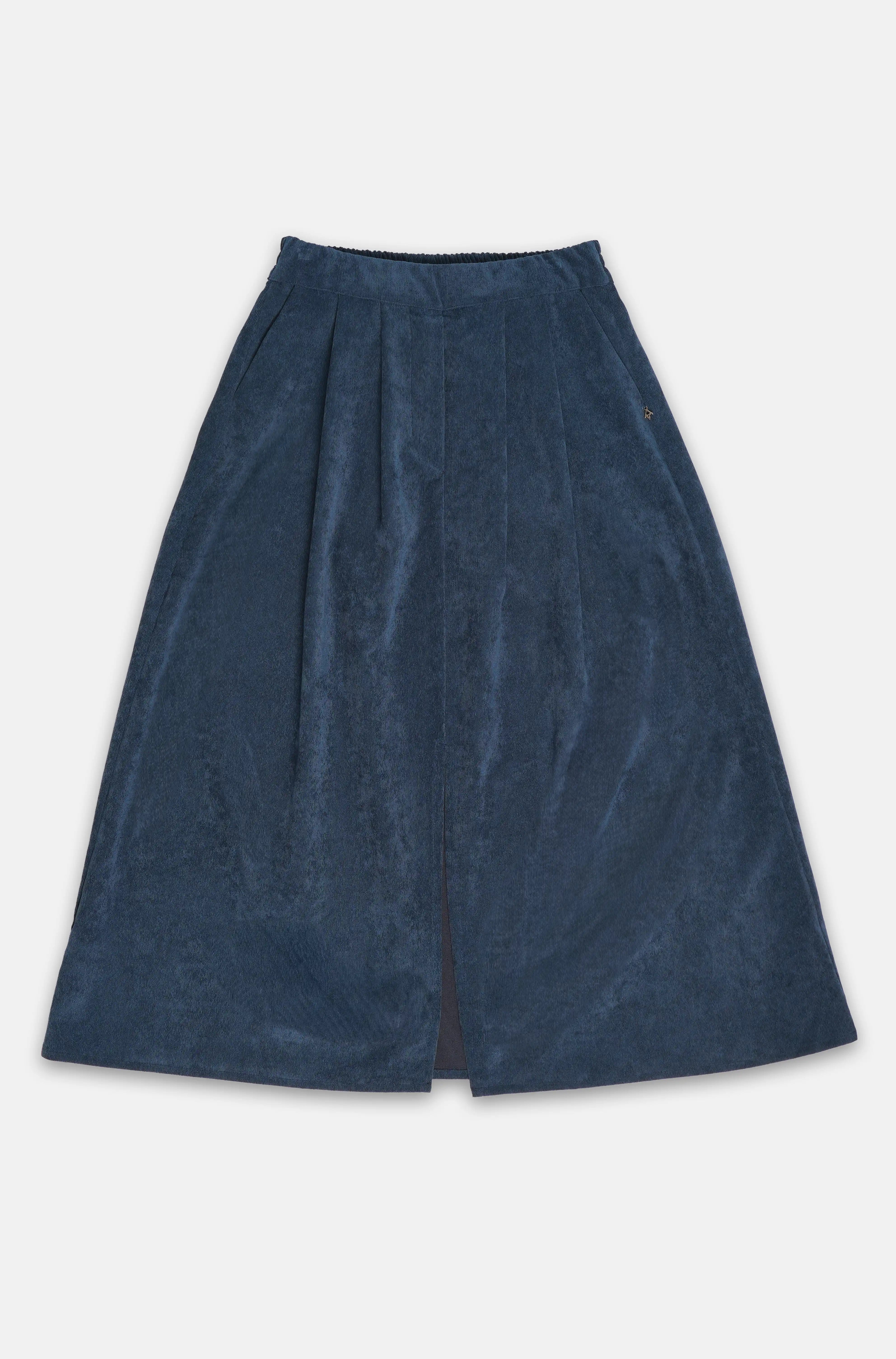 ELEE Wide Leg Cordhose aus weichem Cord mit hoher Taille und weitem Bein in Blau