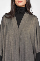 Damen Kimono aus weicher Viskosemischung mit metallic Finish und weitem Schalkragen