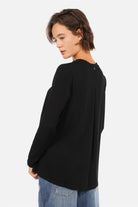 Longsleeve aus Viskose-Jersey mit Rückenfalte und Rundhalsausschnitt in A-Linie Form